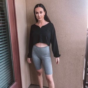 Black, long sleeve, half zip up sweatshirt top